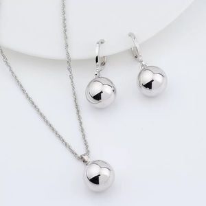 Rose Gold/Silver Ball  Necklace Earrings Set